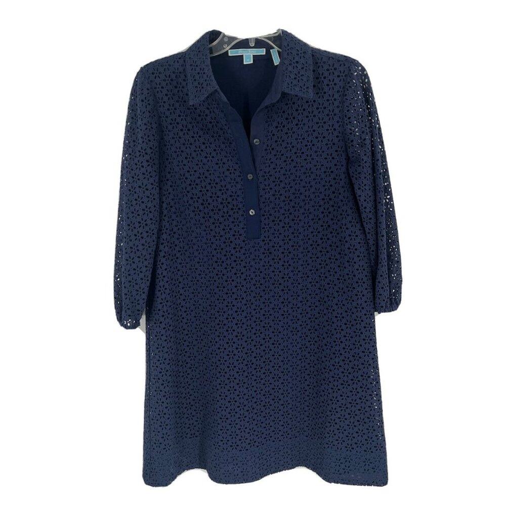 Draper‎ James blue eyelet shirt dress with belt 14 - Picture 2 of 7